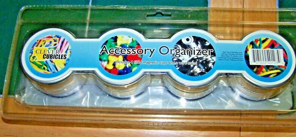 Accessory Organizer - Office - 4 containers - SILVER - Clever Cubicles - NEW!