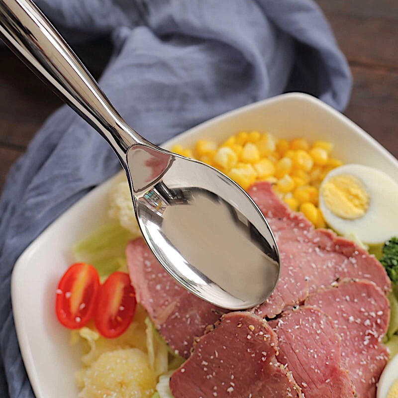 10 Silver 10" Heavy Duty Plastic Large Serving Spoons Party Events Tableware