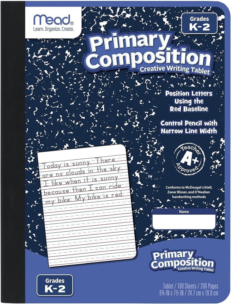 Primary Composition Book K-2 - 100 Sheets Creative Writing Tablet Blue Marble