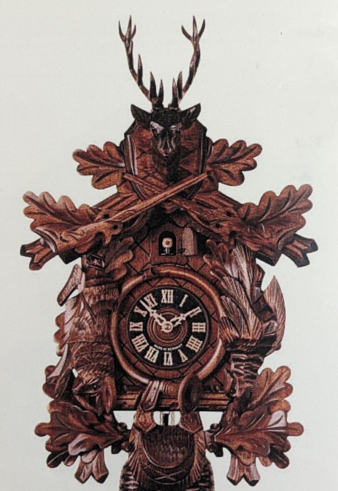 Hones 8 Day Dead Hunter Cuckoo Clock Black Forest Germany