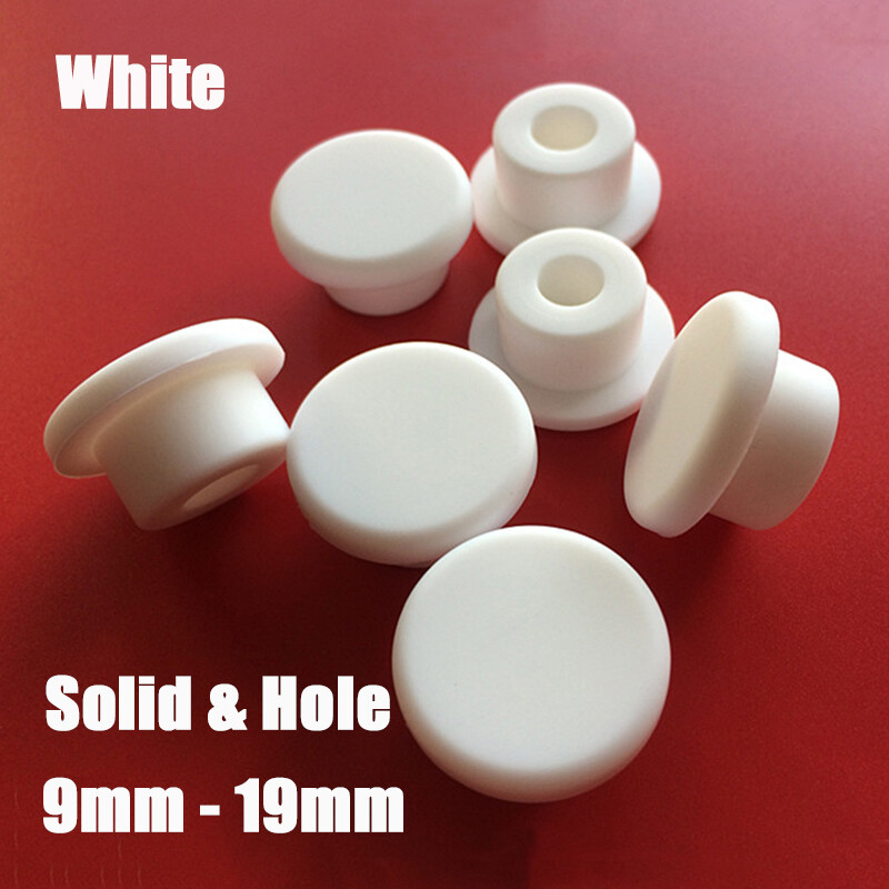 Round Silicone Rubber Plug Blanking End Cap Stopper Pipe Seal White Solid/Hole