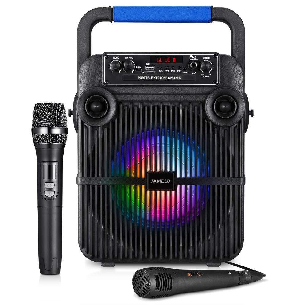 JAMELO Karaoke Machine Portable Bluetooth Speaker with Wireless Microphone