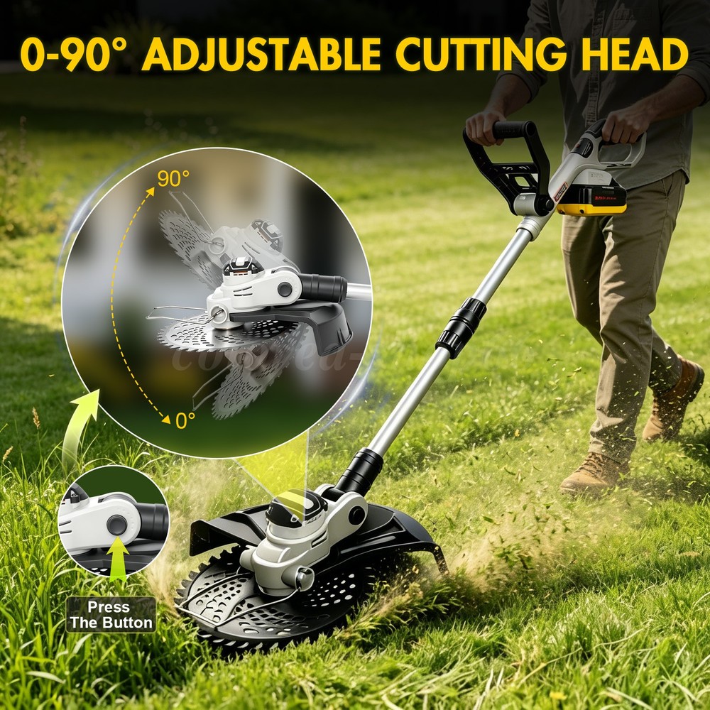 Electric Cordless Grass String Trimmer Lawn Edger Weed Wacker Cutter + 2 Battery