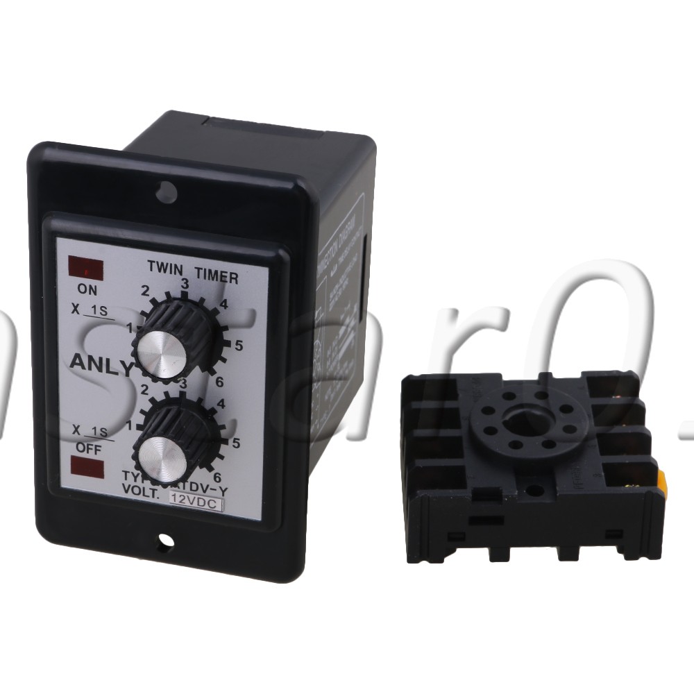DC 12V Delay Timer ATDV-Y Repeat Cycle Time Relay Adjustable 0-6s 5A Contact
