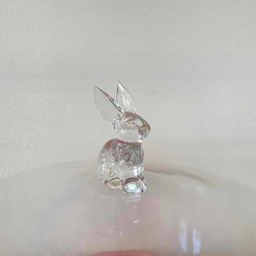 Pink Glass Bunny Cake Dome 11x12 Chic Easter Decor NEW
