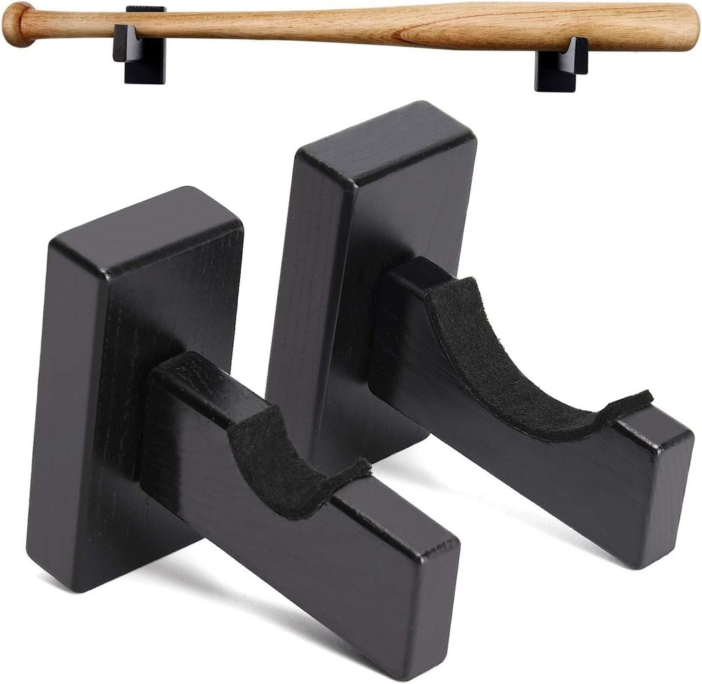 Stylish 2PCS Black Baseball Bat Display Case with Soft Liner & Wall Mount