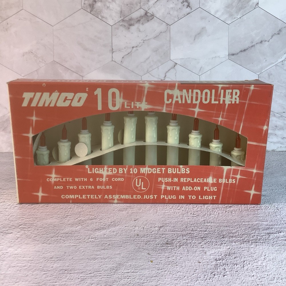 Vintage TIMCO 10 Lite(Midget Bulbs) Condolier -Drip Candle Pattern-NEW IN BOX-
