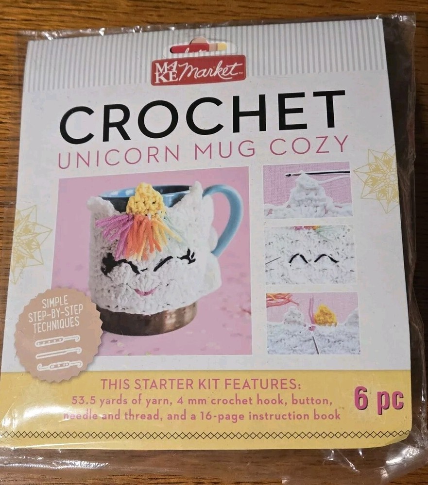 Crochet Unicorn Mug Cozy Kit Make Market Easy Step By Step Gift