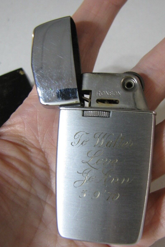 Vintage Ronson Varaflame Windproof Lighter With Case Engraved
