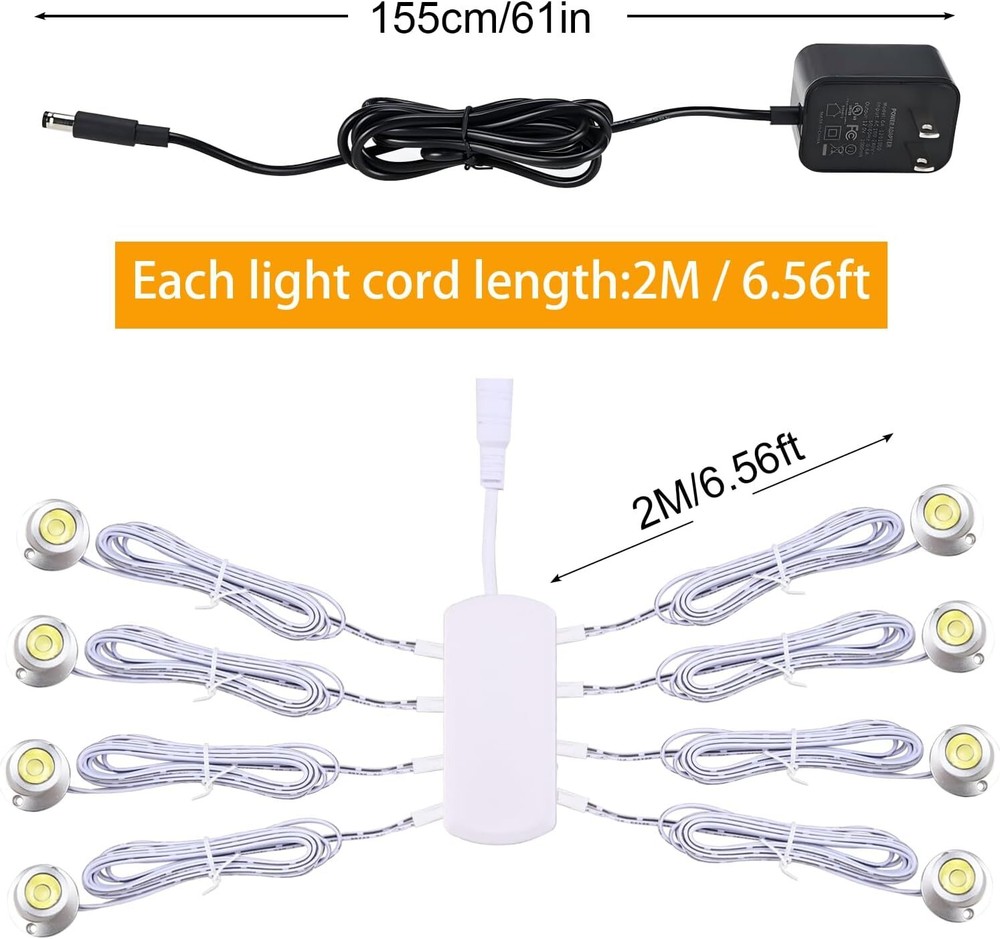 4/8Pack Dimmable LED Mini Spotlight for Display Cabinet Showcase Warm/Cold White