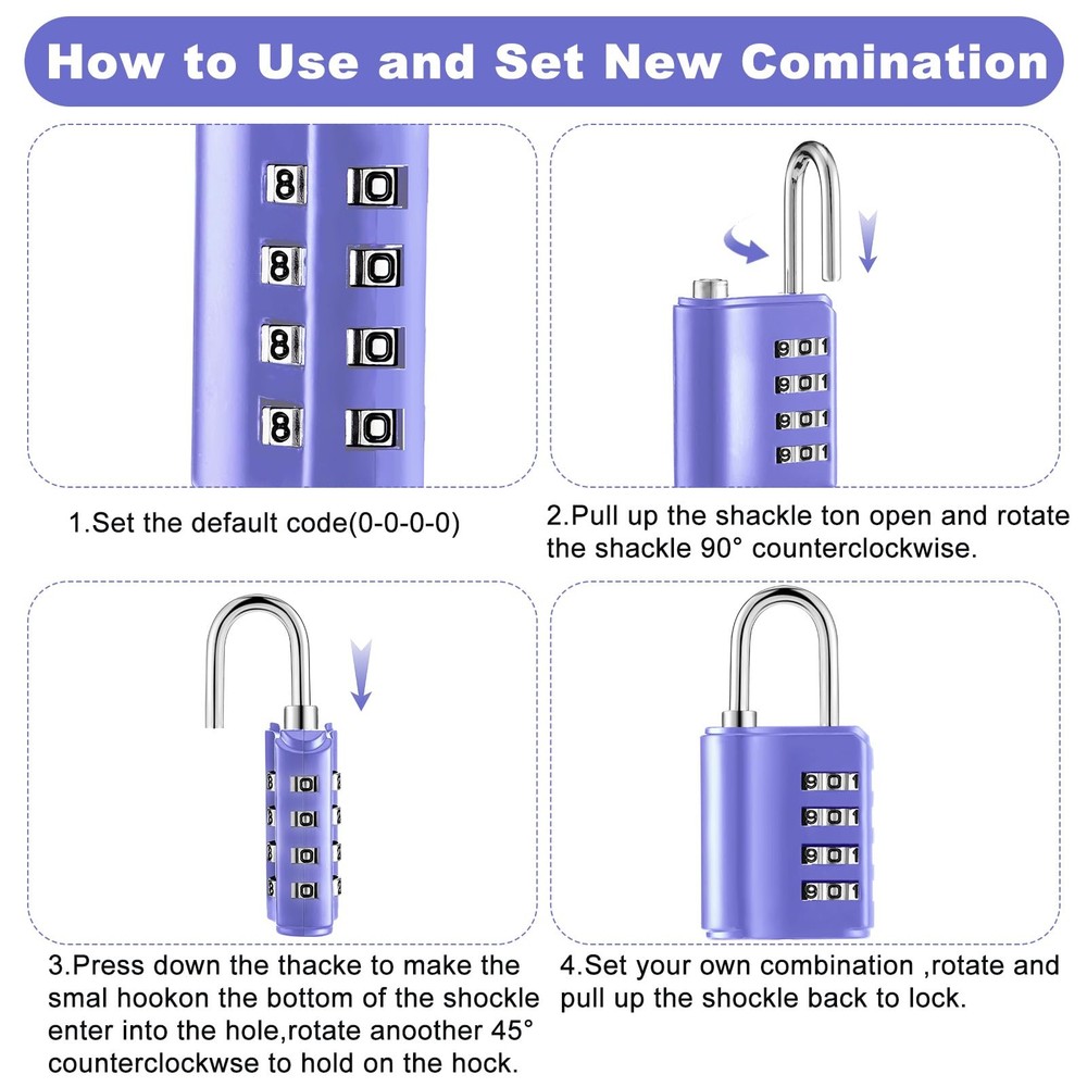 Kenning 10 Pcs Combination Padlock 4 Digit Resettable Waterproof Locker Security