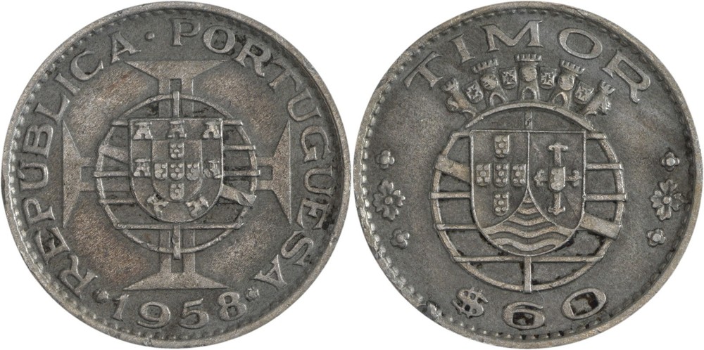Timor: 60 Centavos Nickel Brass 1958 - XF