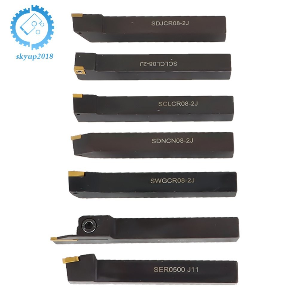 1/2" Lathe Turning Tools+Indexable Carbide Inserts 7Pcs With Storage Box New