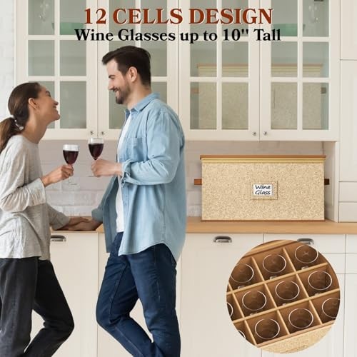 Wine Glass Storage Box with Dividers, Hard Shell, Stackable Glassware Storage 1