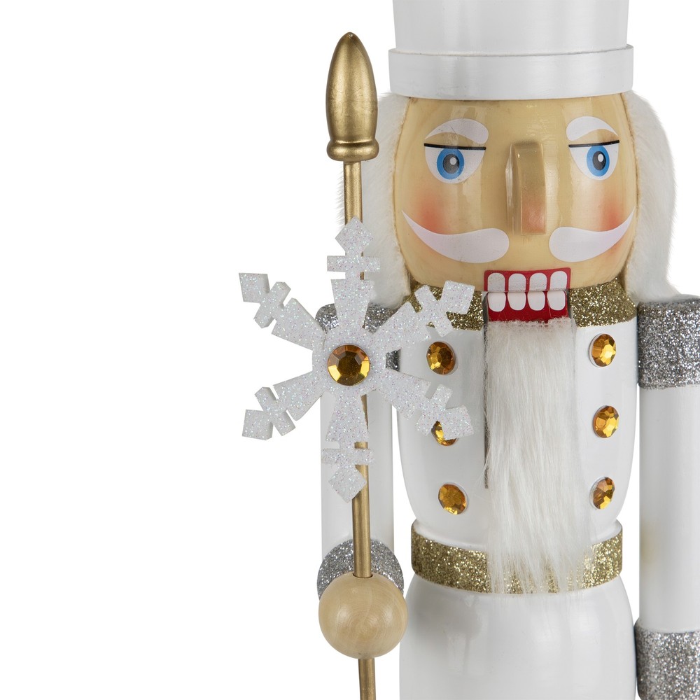 Northlight Glittered Snowflake Christmas Nutcracker - 14" - White and