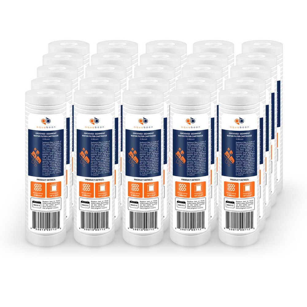 Grooved Sediment Water Filter 5 Micron 10" x 2.5" size 25 PACK  by Aquaboon