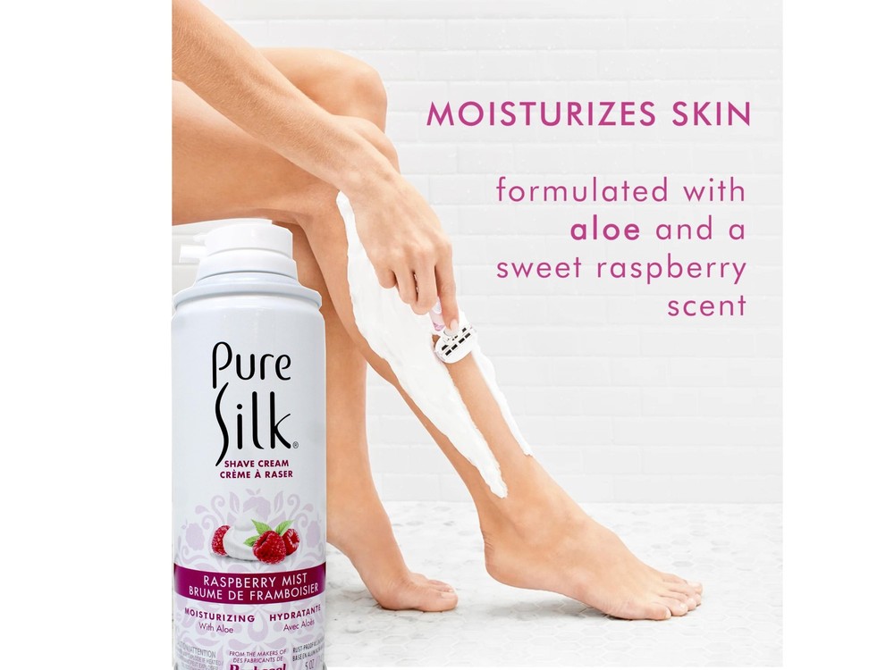 Pure Silk Shave Cream with Aloe, Raspberry Mist, 5 OZ - 3 Pack
