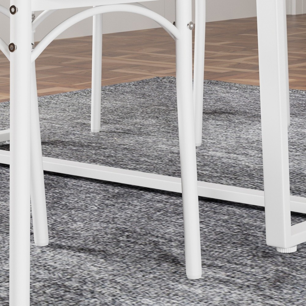 Modern 4-Piece Metal Frame Dining Set with Wood Kitchen Table & Bench & 2 Chairs