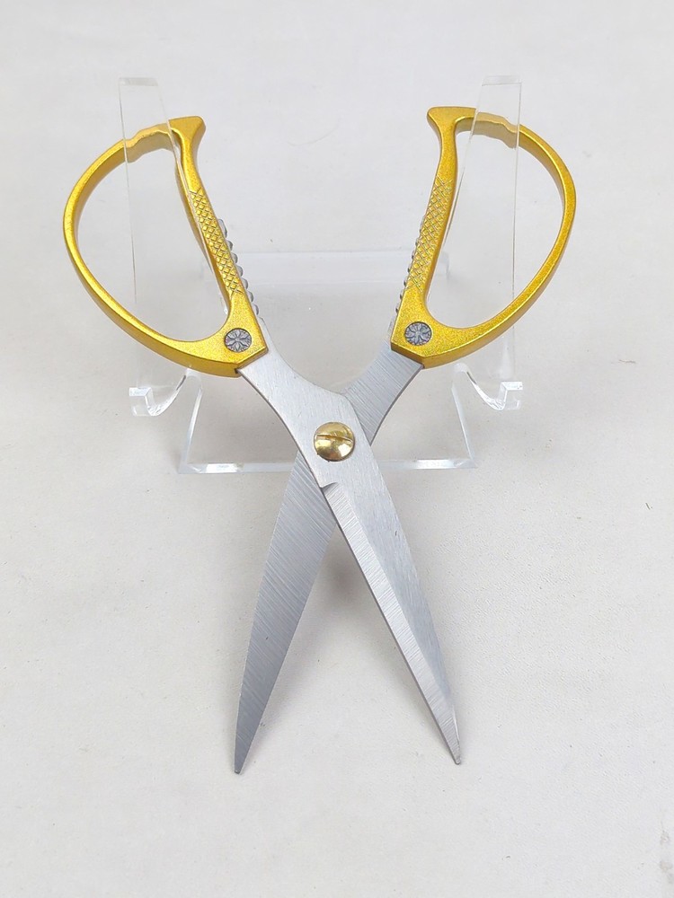Multi-Function KITCHEN SCISSORS/SHEARS, Slim Profile, Stainless, GOLD Handle