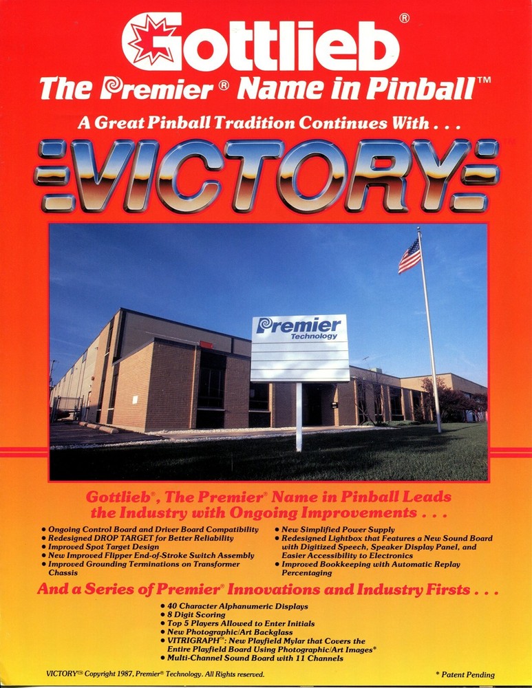 Victory Gottlieb Pinball Flyer / Brochure / Ad Mint