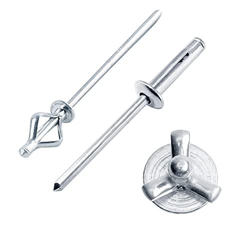Trifold Exploding Pop Rivets 3/16" x 1" - Solid Aluminum Bulb Style Large Flange