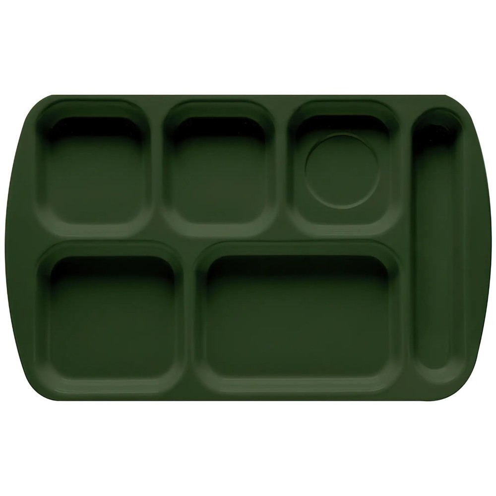 GET TR-151-HG Hunter Green Plastic 15.5" x 9.8" 6-Compartment School Tray