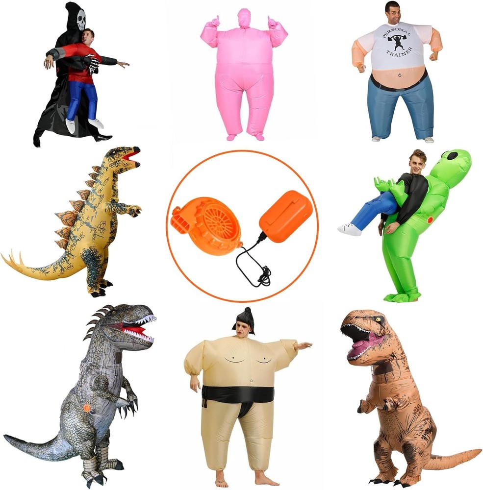 Inflatable Costume Fan Replacement, Mini Blower Dinosaur Medium, Orange