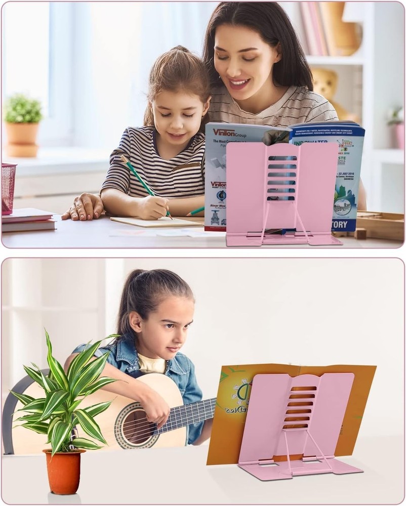 Desk Book Stand Metal Reading Rest Book Holder Adjustable Cookbook Documents ...