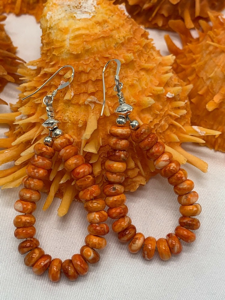 ORANGE SPINY ~ STERLING SILVER ~ EARRINGS
