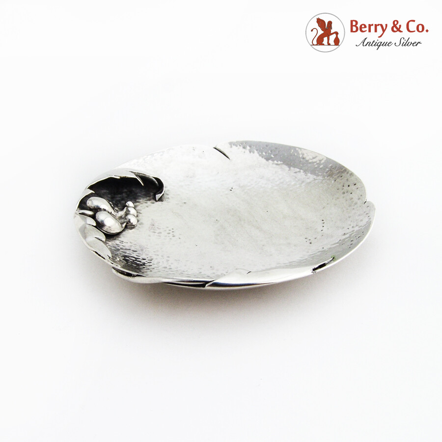 Hand Made Footed Dish Applied Fruit Decorations Sterling Silver Artisan Signed