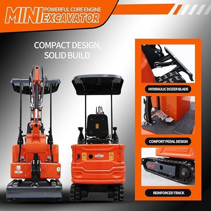 1-ton mini excavator (pilot thumb clamp) + mini loader B&S engine free shipping