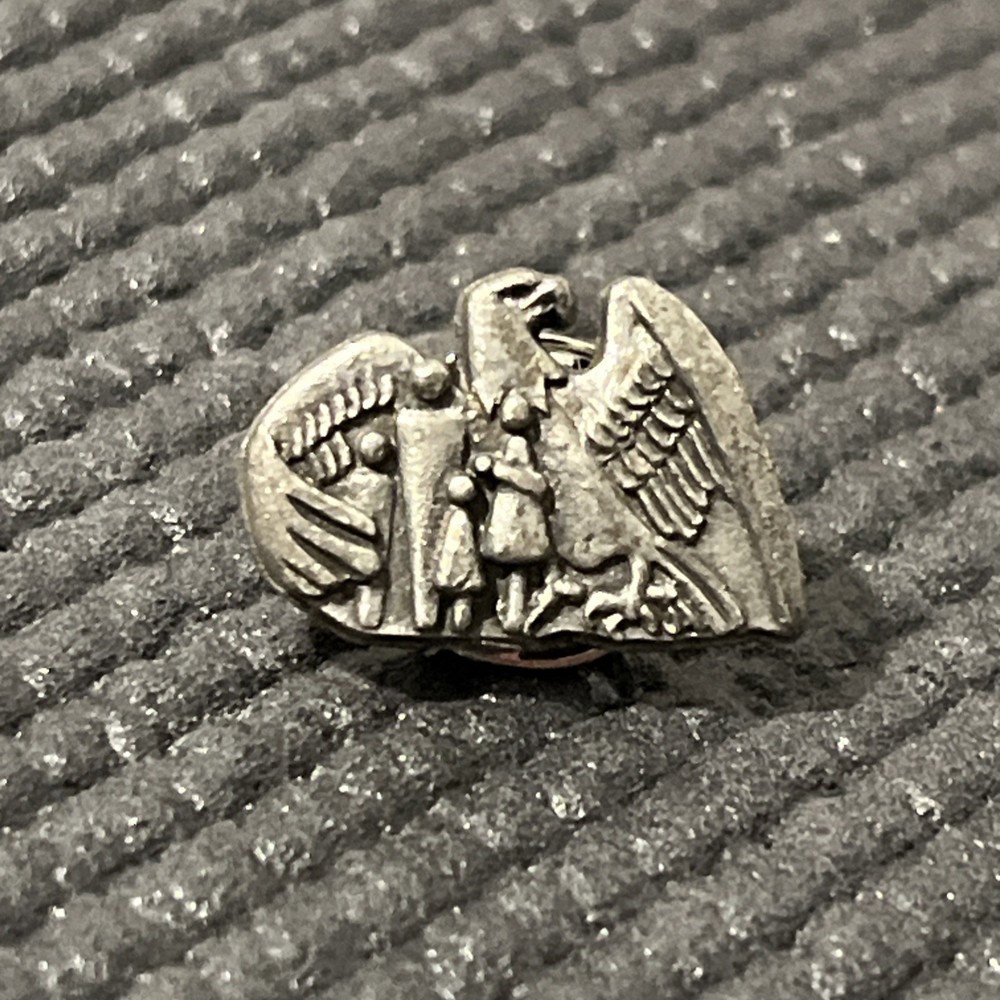 Pewter Eagle People under wing lapel pin 58