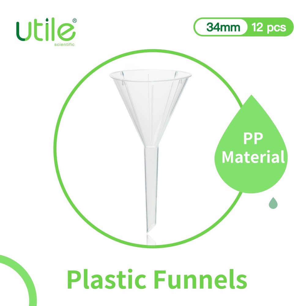 12pcs Plastic Analytical Funnel Set, PP Material, Top Diameter 30mm, Small Fu...