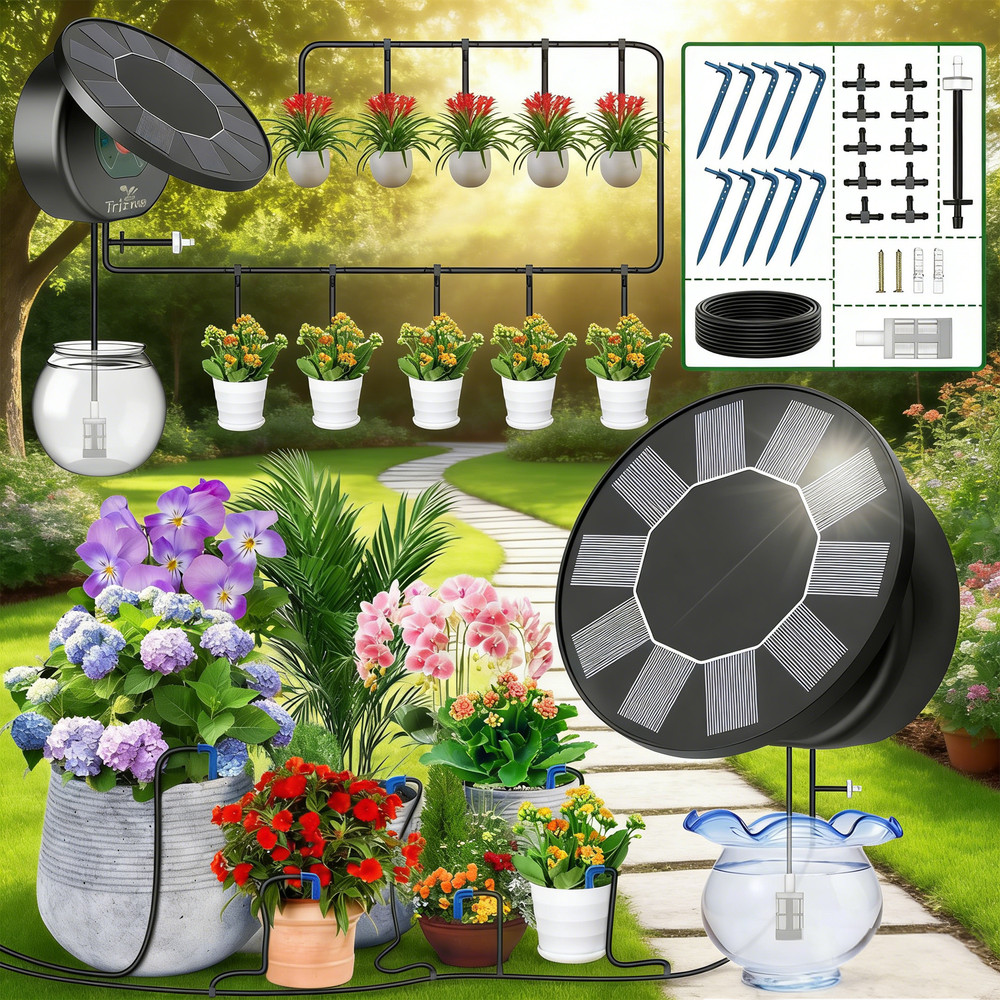Automatic Solar Drip Irrigation System Kit, Irrigation System for Garden  Yard
