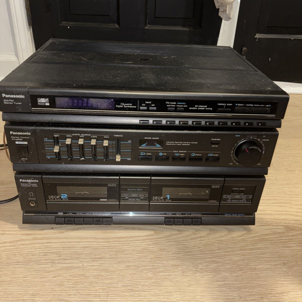 Panasonic Stereo Music System w/ Double Cassette Deck & Control Amplifier & Tune