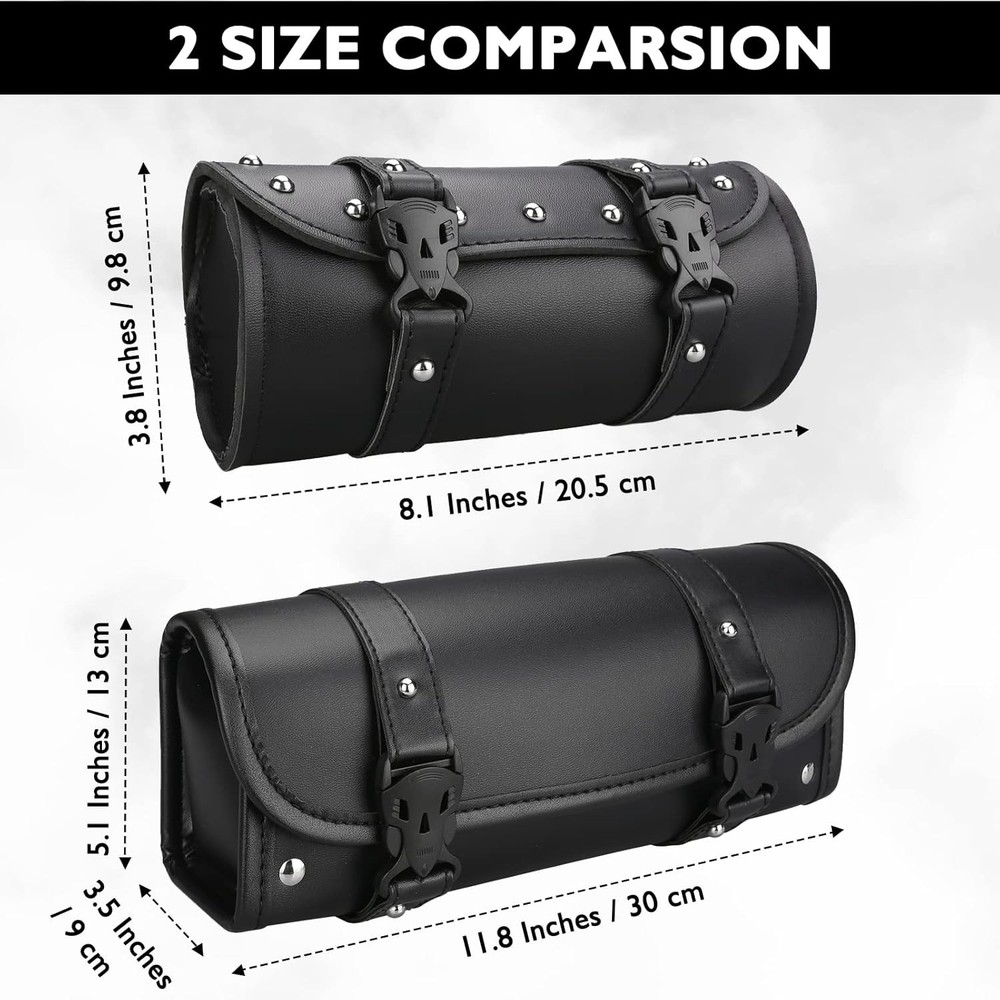 Neween Motorcycle Tool Bag PU Leather Universal Fork Handlebar Black