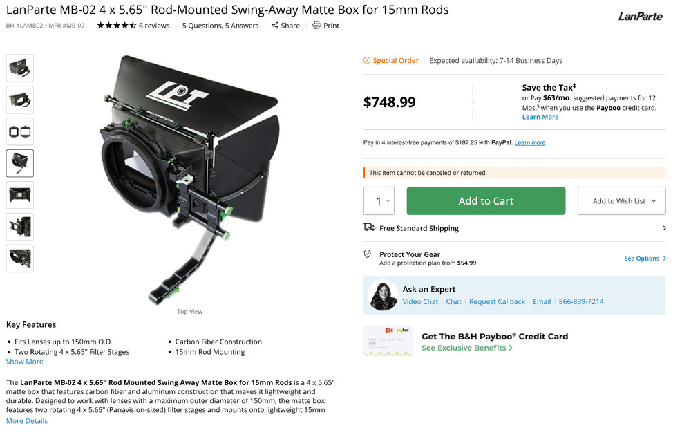 LANPARTE MATTE BOX CARBON FIBER