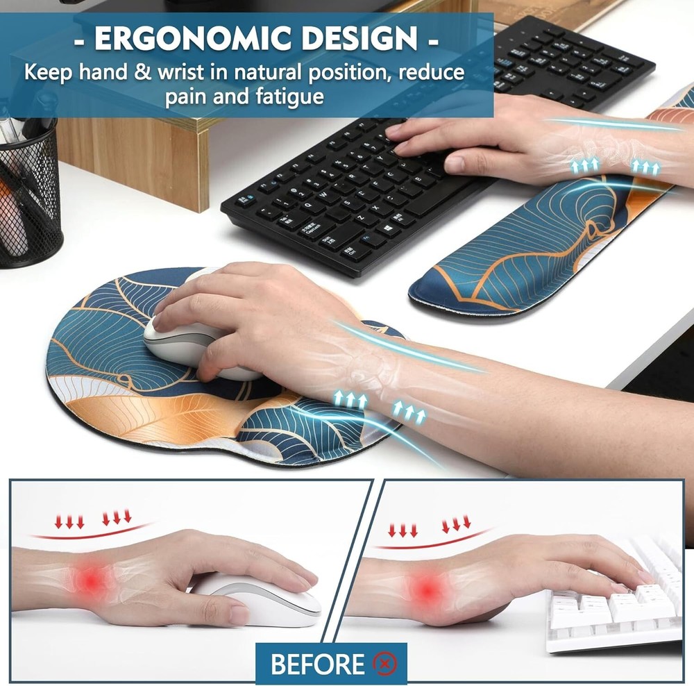 Mouse Pad and Keyboard Wrist Rest - Colorful Wrist Rest for Computer Keyboard
