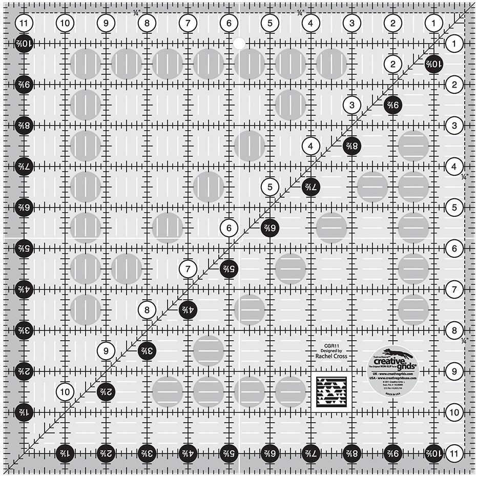 Creative Grids 11 1/2" Square Ruler Sewing and Quilting Ruler