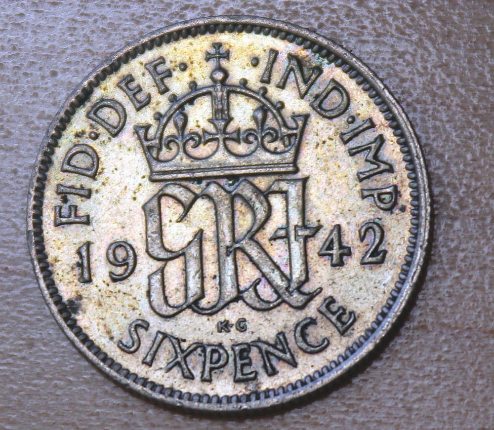 1942 Great Britain 6 Pence Silver