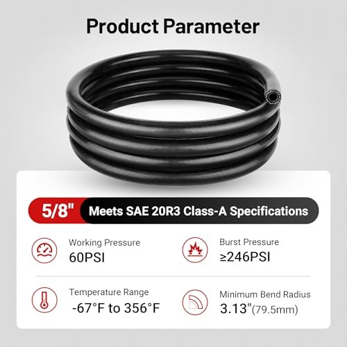 5/8" Silicone Heater Hose Radiator Coolant Hose Straight SAE J20R3 5/8 10FT