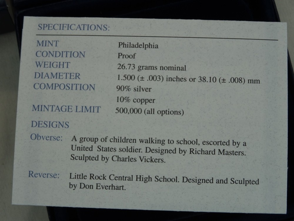 2007-P Little Rock Desegregation Proof Silver Dollar Commemorative $1 US Mint