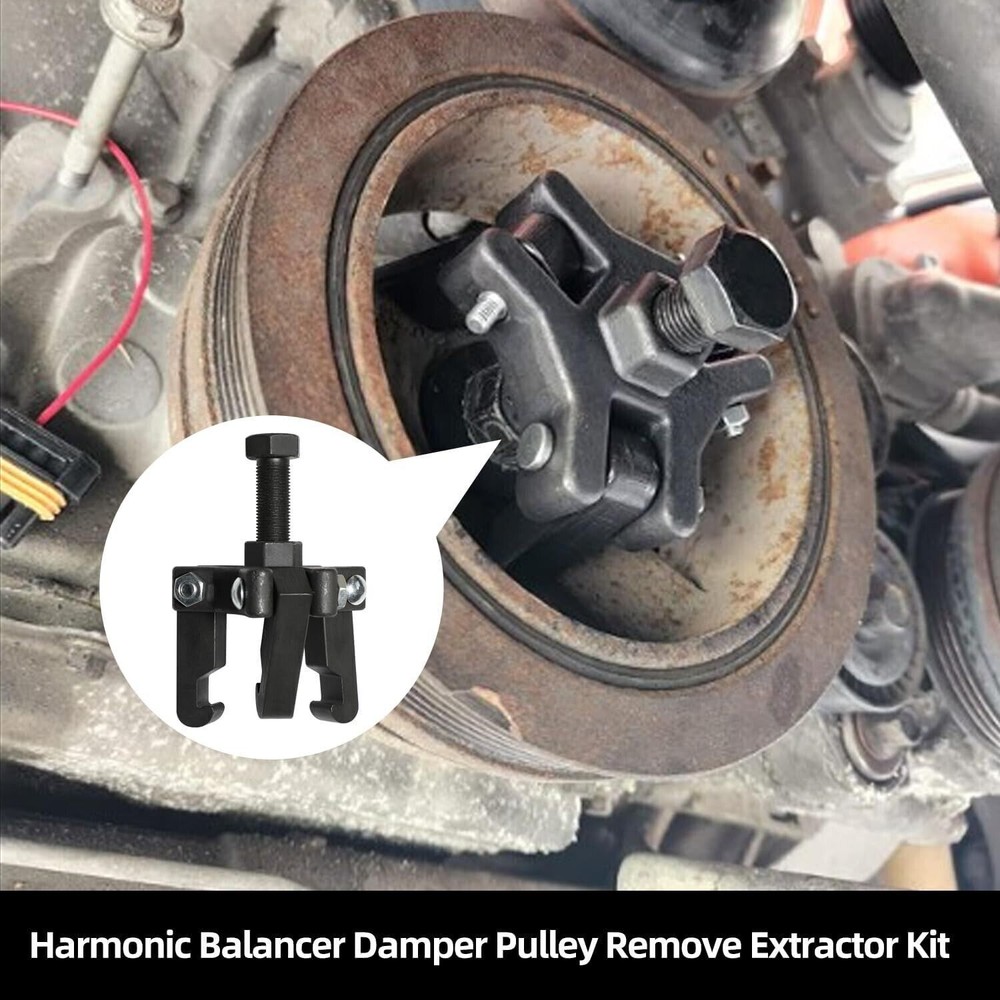 Harmonic Balancer Puller with Adjustable 3-Jaw Puller Kit, Forcing Screw Fits