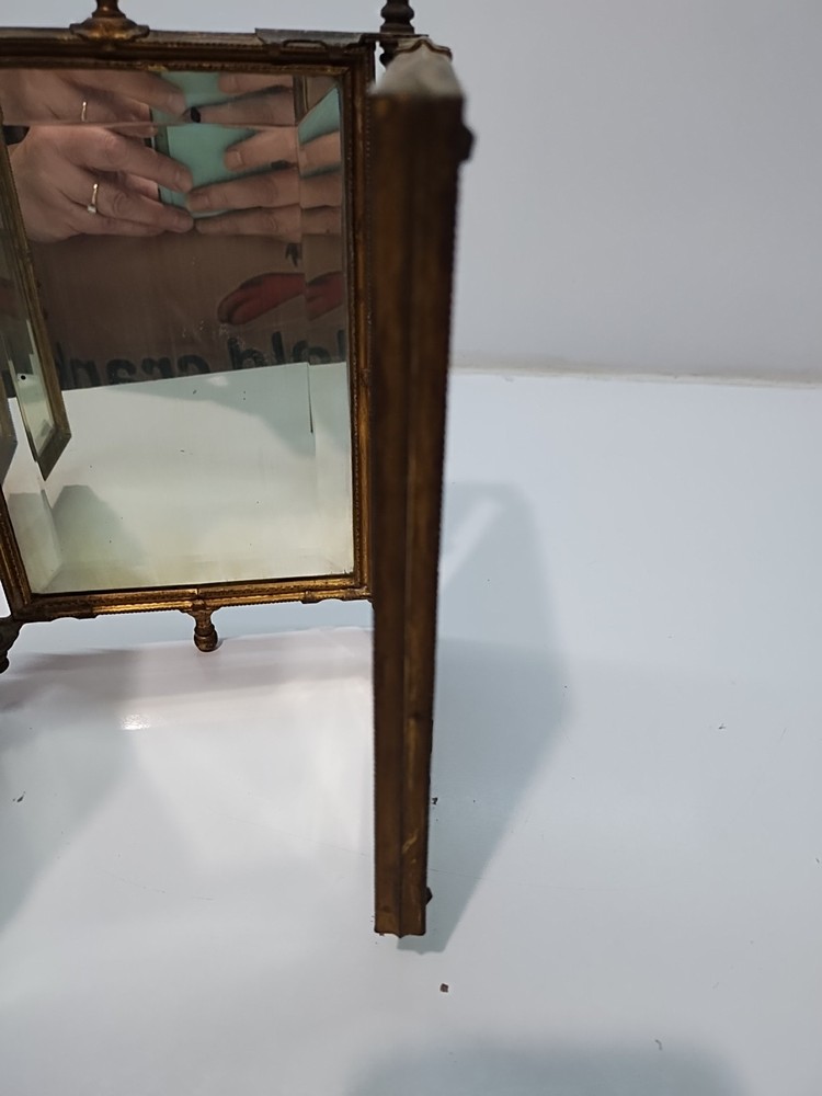 vitage brass triptych folding mirror