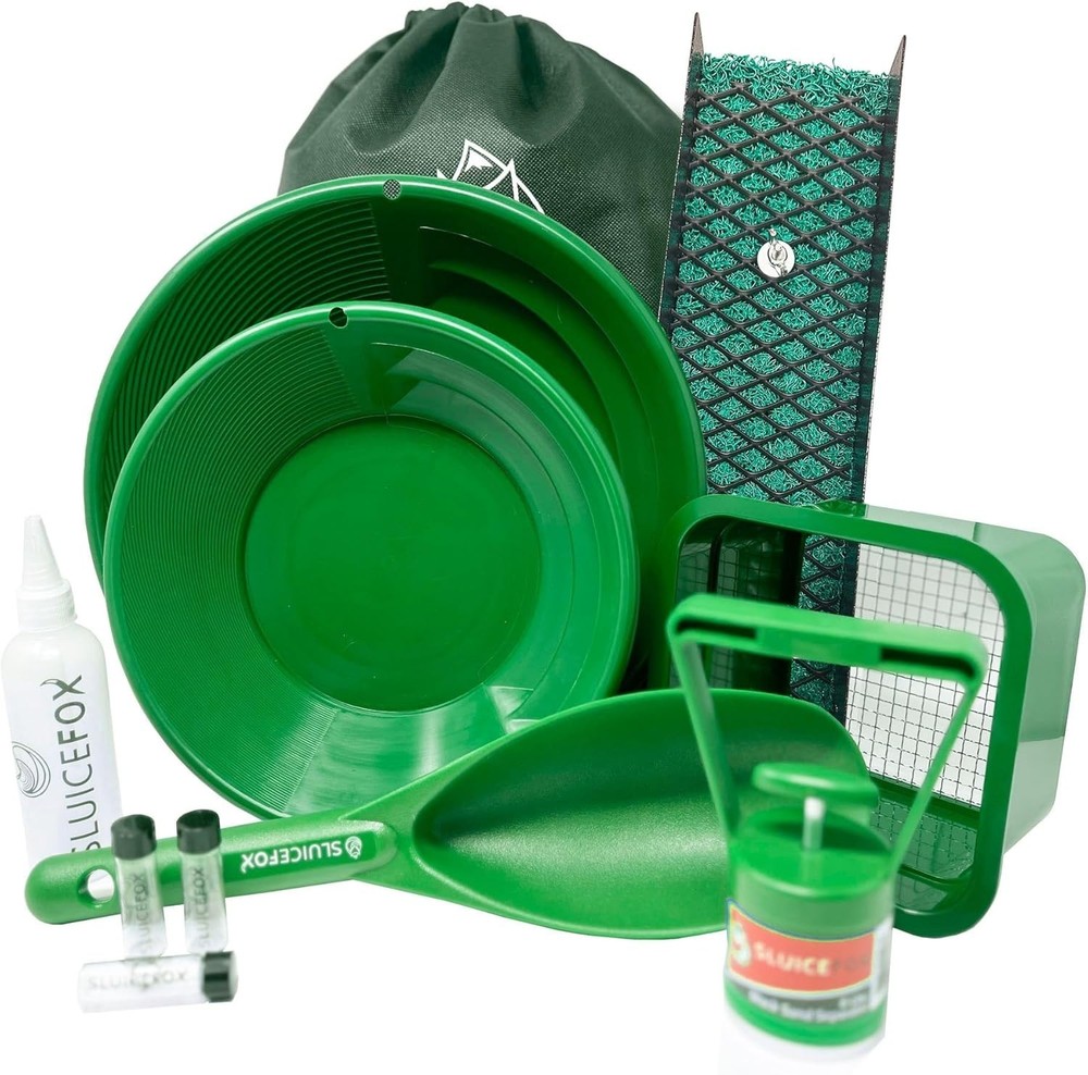 Compact Gold Prospecting Kit with 12" Sluice Box and Essential Mining Tools