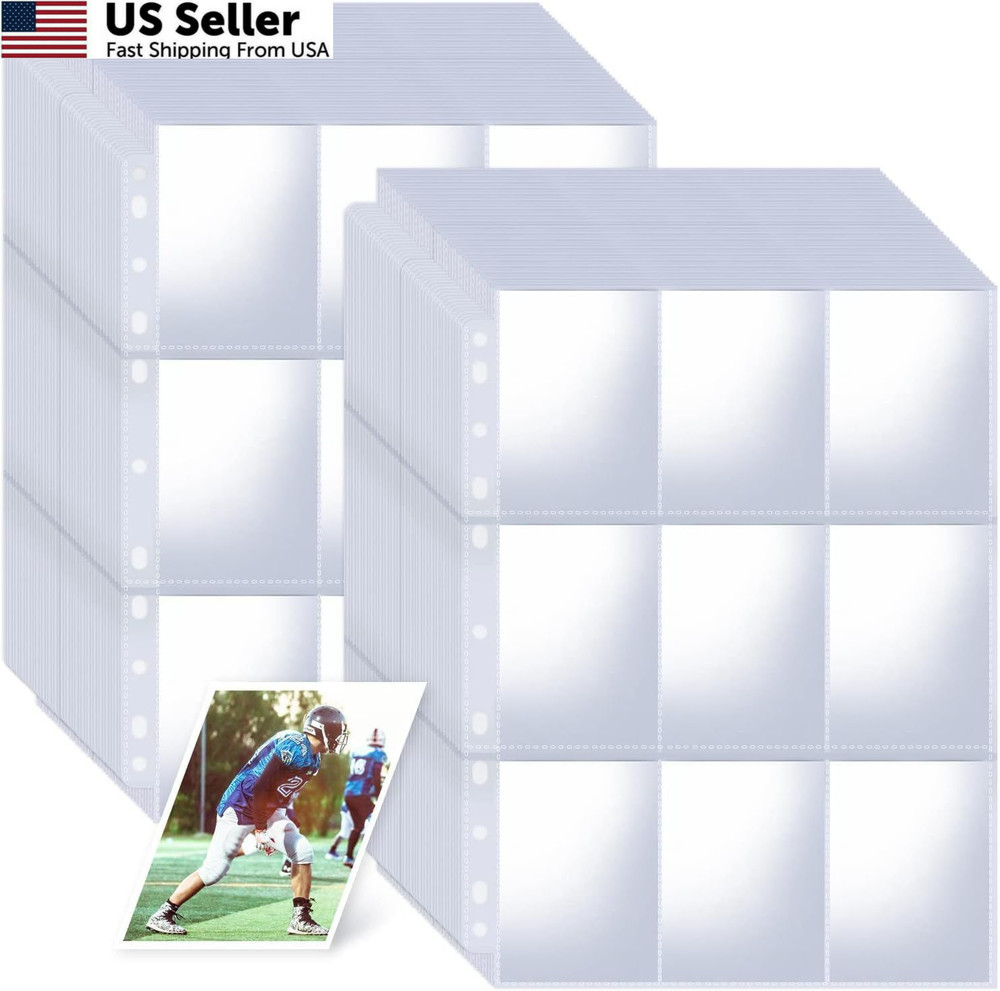 1800 Pockets Card Sleeves Binder Sheets, Double-Sided 100 PCS, Transparent