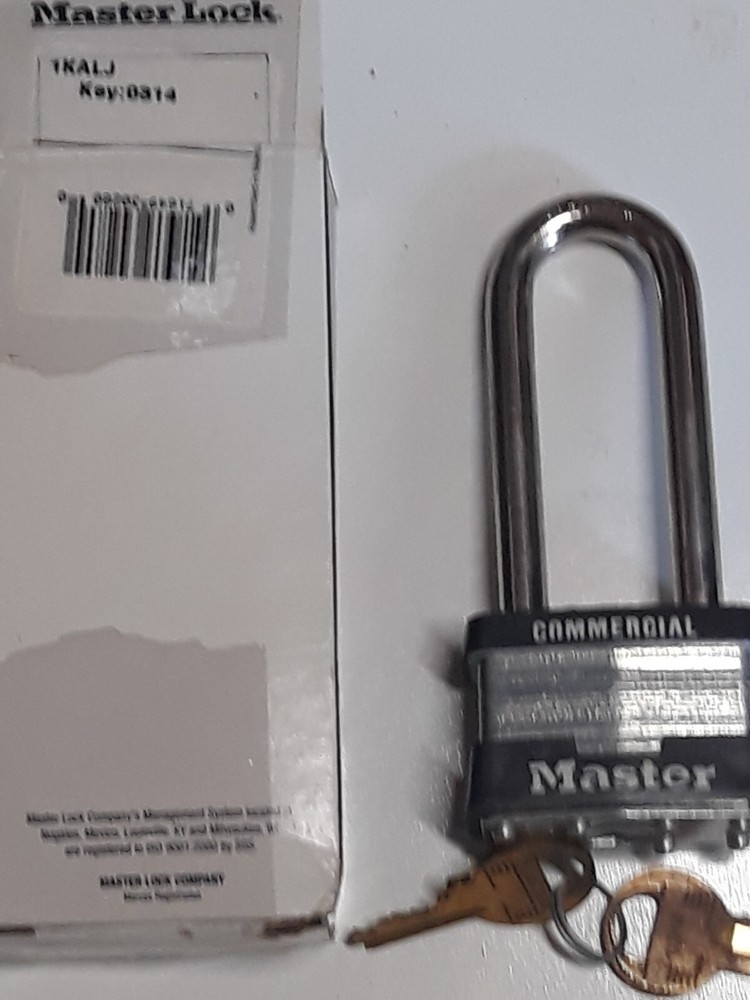 master lock 1kalj-0314 pad lock keyed alike 2 1/2 shackle