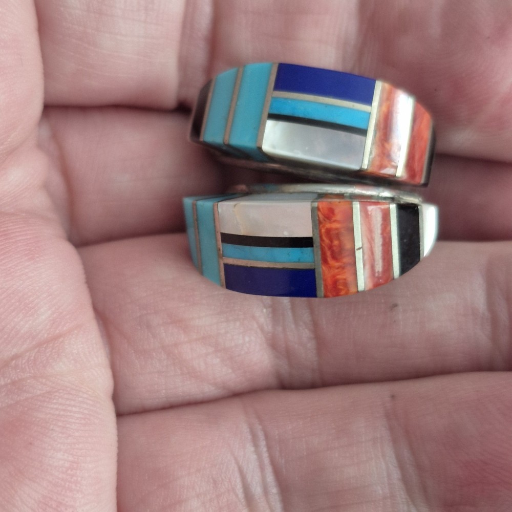 Native American Sterling Silver Earrings Multistone