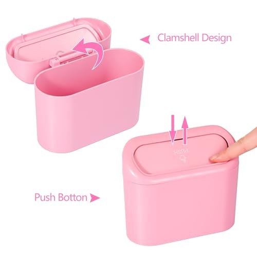 Pink Car Trash Can with Lid - Pack, Mini Auto Garbage Can 2 Silver Diamond