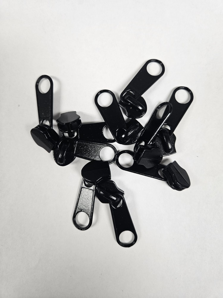 #8 Metal Zipper single Pull - Black Pack of 10